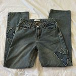 Angel Kiss Dark wash high-waisted distressed butterfly patch jeans Photo 0