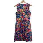 J Crew Floral Shift‎ Dress ($118) Size 2 Tropical Floral Resort Palm Leaf Preppy Blue Photo 7