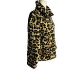 J.Crew Vintage Heavy Fleece Sweatshirt XS Leopard Print Snap Collar Flap Pockets Photo 4