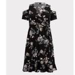 Torrid Black Colorful Floral Cold Shoulder Wrap Tie Belt Stretch Dress Size 3X Photo 3