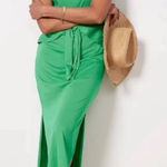 Michael Stars  Solange Green Maxi Tank Dress Knot Tie Front Slit Size Medium Photo 0