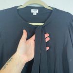 J.Crew Factory Women's XL Black Mixed Media Sweater Neck Bow Tie Chiffon BC538 Photo 2