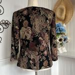 MSK Floral Draped Collar Top – Size Small Black Photo 3