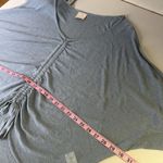 Kerisma  Top Womens M/L Baby Blue Tencel Linen Long Sleeve Ruched Tie Front Fairy Photo 6