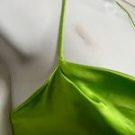 ZARA Neon Green Satin Cowl Neck Backless Halter Top Photo 4