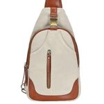 Cream and vegan leather shoulder crossbody backpack bag Brown Photo 1