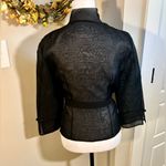 Carlisle Black Silk Wrap Top Semi Sheer Blouse w/ Jewel 3/4 Sleeve Cuff Sz 4 Photo 5