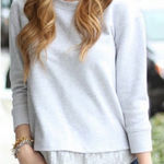 J.Crew Gray Cotton-Blend Jersey Sweatshirt with a Sequin Hemline. Size Medium Photo 0