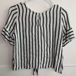 potter's pot  White & Black Striped Short Sleeve Blouse Photo 1