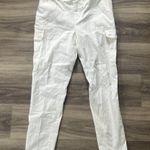 ATM Distressed Women’s White Cargo Cropped Pants 12 Distressed Casual Ankle Size 10 Photo 1