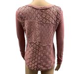 Free People Crochet Lace Patchwork Back Dusty Pink Long Sleeve Shirt Womens XS Photo 3