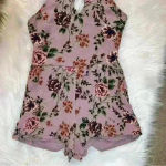 Full Tilt  Purple Floral Keyhole Romper Small Photo 1