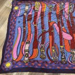 Gauderia Scarf 49" Square Silk HÉCTOR DEL CASTILLO Purple Pink‎ Photo 4