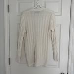 Women's White Cable Knit Cardigan Sweater Photo 3