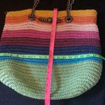 KURT GEIGER LONDON Chelsea Rainbow Raffia Open Top Convertible Straw Tot… Gold Photo 13