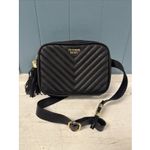 Victoria's Secret  Faux Leather Tassel Black‎ Gold Quilted Fanny Pack Bag Belts Photo 1