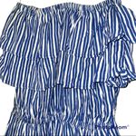 Body Glove  size XL striped shorts jumpsuit blue & white ruffle top off shoulder Photo 6