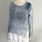 T Party Fashion T Party Light Blue White Sponge Knit Pullover Sweater Photo 0