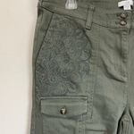J.Jill Cargo Pants 15P Sage Green Stretch Embroidered Pockets Ankle Utility Size 16 Photo 2