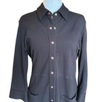 J Jill Stretch Ponte Knit Black Long Line Cardigan Jacket Snap Button Womens 8P Photo 4