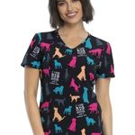 Cherokee  Prints Women Medical Scrubs Top V-Neck Dog Lover top XS Photo 0
