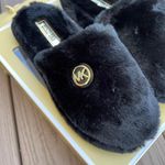Michael Kors Black Alexis Closed Toe Sherpa Slides Photo 0