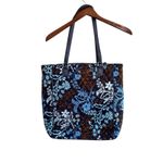 Vera Bradley Tote Bag Quilted Floral Travel Carryall Handbag Blue Brown Photo 6