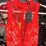 Bright red sexy mesh back with lace sleeveless dress Photo 3
