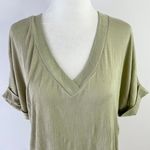 Lumière New Rolled Short Sleeve V-Neck Tee Olive Green Photo 2