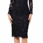 AQUA Long Sleeve Embroidered Formal Dress Black Size US 2 Photo 0