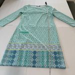 Cabana Life Coastal Cottage Blue 3/4 Sleeve Stretch Shift Dress Pockets SMALL Photo 14