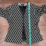 Ellen Tracy  Women’s Black & White Diamond Pattern Open Front Blazer Photo 9