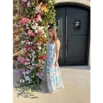 LIV FOSTER Blue Orange Abstract Watercolor Wave Pattern Halter Neck Maxi Size 6 Photo 13