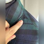 Vintage handmade navy green plaid button front cape shawl, one size Blue Size one size Photo 4