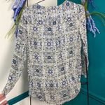 Massimo Dutti  blue floral patterned keyhole top f1 Photo 4