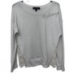 Almost Famous White Sweater with Lace Detail Size L Photo 0