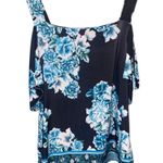 INC International Concepts Off The Shoulders Floral Top Women Medium Boho Flowy Blue Photo 3
