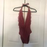 Xhilaration  Women's Sedona Lace Plunge One-Piece Swimsuit Dusty Rose Size Small Photo 3