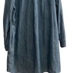 Loft Ann Taylor  Women's M Blue Denim Long Sleeve Tunic Dress Short Side Pockets Photo 7