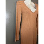 Revamped Dress Womens Medium Brown Ribbed Knit Long Sleeve V Neck Sweater Photo 2