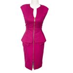 Ted Baker  Pink Peplum Dress Women’s Size 4 Zip Front Cap Sleeve Workwear Photo 1