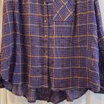 Free People OVERSIZED MEDIUM COTTON BUTTON DOWN PURPLE BRONZE GOLD METALLIC… Photo 1
