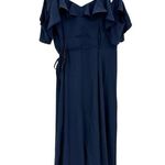 Lulus Womens Navy Blue Gown Size S Cold Shoulder Wrap Event Party Wedding Photo 1