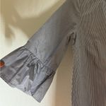 Madewell NWT  Blue Pinstripe 3/4 Bell Sleeve Cotton Top Size Small Photo 2