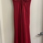 Popilush Shapewear Lace V Neck Side Slit Slimming Maxi Slip Dress Size Medium Red Photo 2