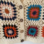 Debut  Crochet Cream Granny Square Cardigan Sweater size large Photo 6