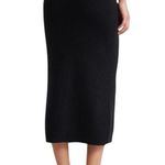 Bobeau Ribbed Knit Classic Midi Skirt Pull-On Elastic Waist Black W Medium NWOT Photo 4