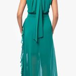 Betsy and Adam  HELEN" LONG CHIFFON HALTER NECK DRESS Size 8 Green Formal Wedding Photo 1