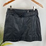 Free People Black Faux Vegan Leather Zip Up Mini Skirt 4 Photo 0