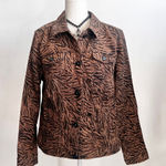 Charter Club Vintage Brown Tapestry Jacket Animal Print Boho Y2K Retro Indie Sleaze Large Photo 0